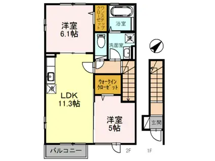 メゾン・二田(2LDK/2階)の間取り写真