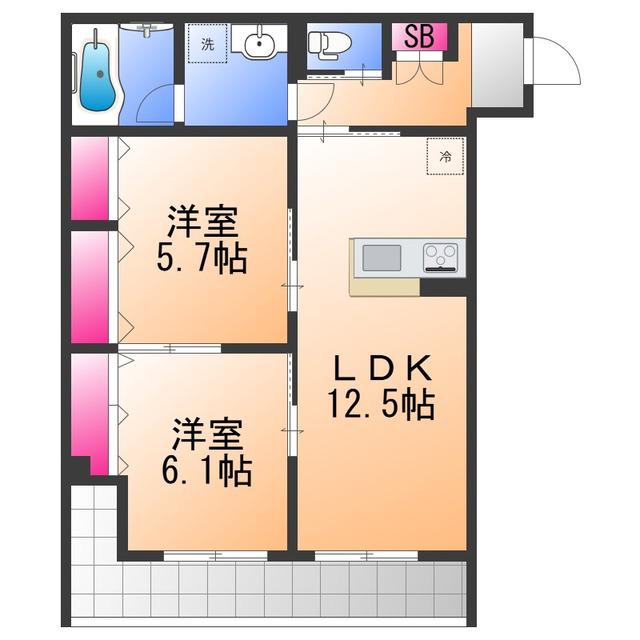 ユアメゾン加茂(2LDK/1階)の間取り写真