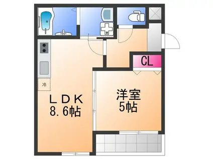 リベルテ3(1LDK/1階)の間取り写真