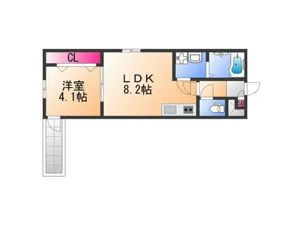 KS ノース PLASE(1LDK/1階)の間取り写真