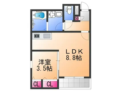 ジーメゾン高石リュクス(1LDK/3階)の間取り写真