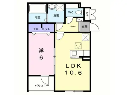 ヒカルサ岸和田畑町(1LDK/1階)の間取り写真