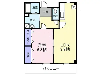 アルモニー綾園(1LDK/2階)の間取り写真