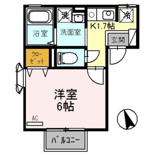 セジュールTANIGAMI(1K/1階)の間取り写真