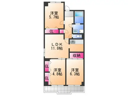 プルミエールⅠ(3LDK/1階)の間取り写真