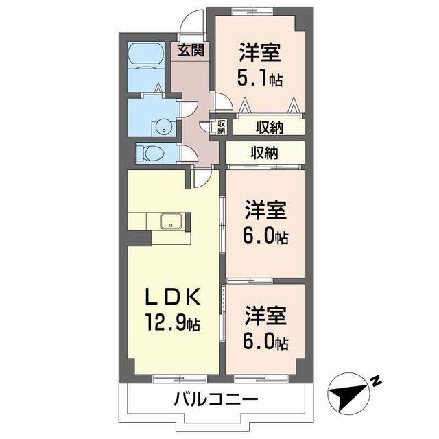 プルミエールⅠ(3LDK/2階)の間取り写真