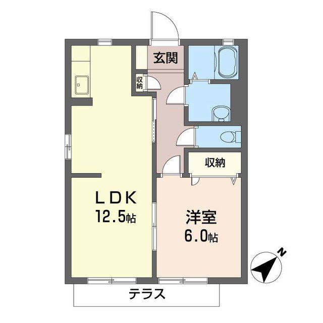 ハイム穴師の里A棟(1LDK/1階)の間取り写真