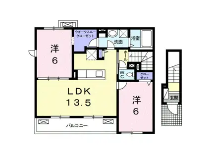 フォンテーヌ(2LDK/2階)の間取り写真