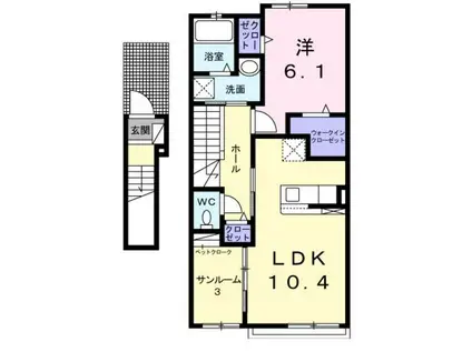 アザミⅡ(1LDK/2階)の間取り写真