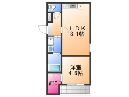 フジパレス泉佐野駅東1番館(1LDK/2階)の間取り写真