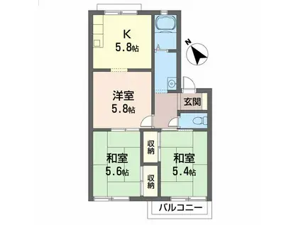 サンパレス宇治(3K/2階)の間取り写真
