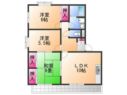 ヴィブレ大歳 A棟(3LDK/2階)の間取り写真