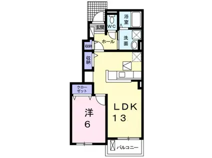 フィオーレ2番館(1LDK/1階)の間取り写真