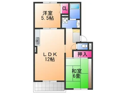 グッドライフ21 B棟(2LDK/1階)の間取り写真