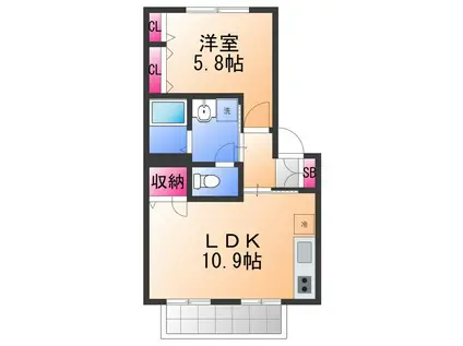 シャトル・ネゴロ(1LDK/1階)の間取り写真