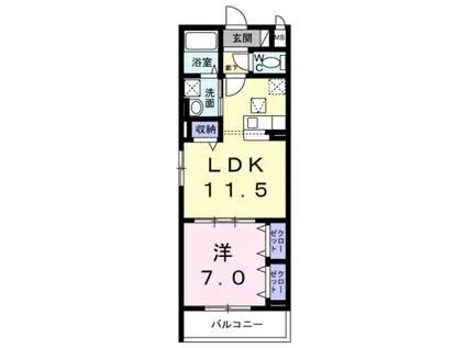 ウェスヴィラ(1LDK/1階)の間取り写真