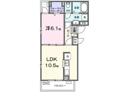 グランドブライト(1LDK/3階)の間取り写真