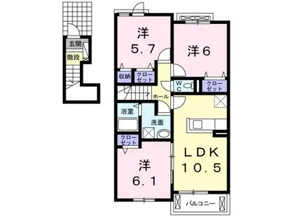 レスペランス2(3LDK/2階)の間取り写真