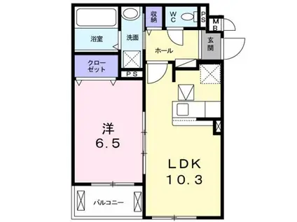 エテルノ泉南馬場(1LDK/1階)の間取り写真