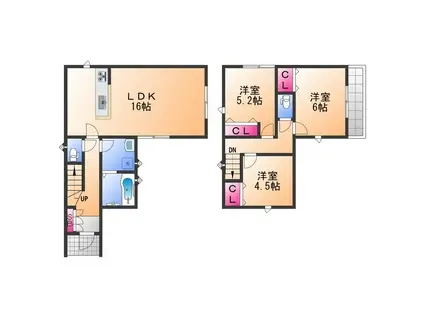 阪和線 長滝駅 徒歩9分 2階建 新築(3LDK)の間取り写真
