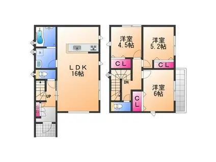 阪和線 長滝駅 徒歩9分 2階建 新築(3LDK)の間取り写真