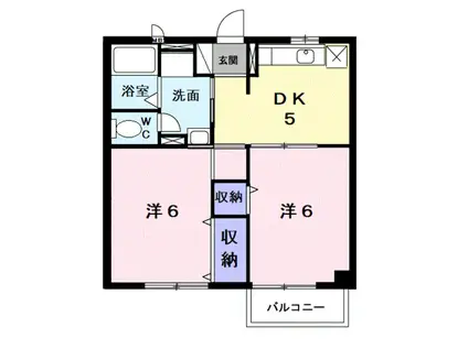 ウエストランド(2DK/2階)の間取り写真