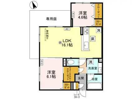 ファブール東羽衣(2LDK/1階)の間取り写真