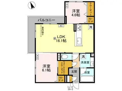 ファブール東羽衣(2LDK/2階)の間取り写真