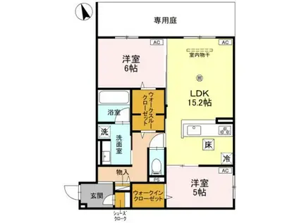 ファブール東羽衣(2LDK/1階)の間取り写真