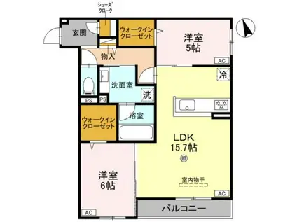ファブール東羽衣(2LDK/2階)の間取り写真
