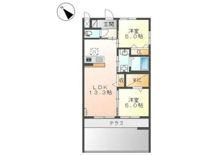 泉大津市千原町アパート(2LDK/1階)の間取り写真