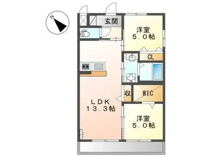 泉大津市千原町アパート(2LDK/2階)の間取り写真