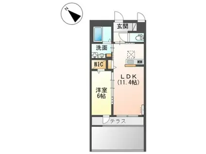 泉大津市千原町アパート(1LDK/1階)の間取り写真