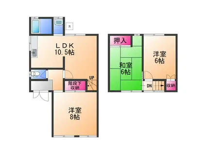 阪和線 東佐野駅 徒歩10分 2階建 築54年(3LDK)の間取り写真