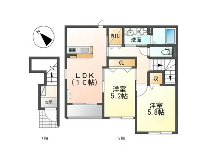SKルミナーレ(2LDK/2階)の間取り写真