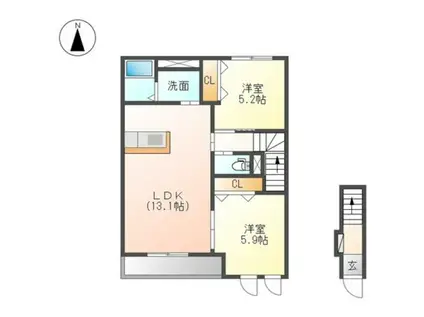 MASUEMONⅡ番館(2LDK/2階)の間取り写真