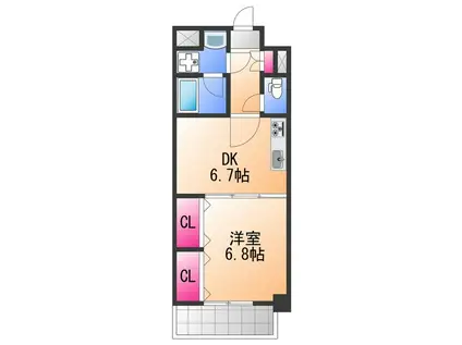フランディルりんくう2(1DK/1階)の間取り写真