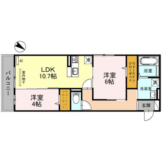 GRANDEL B棟(2LDK/1階)の間取り写真