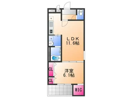 グランハイツ西喜(1LDK/3階)の間取り写真
