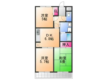 プリモディーネ高石(3DK/1階)の間取り写真