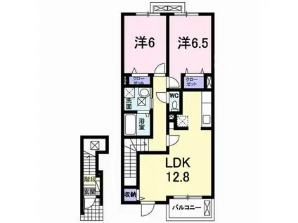 ルミエル穴師(2LDK/2階)の間取り写真