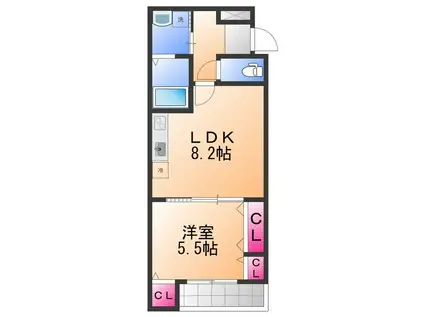 フジパレス岸和田下松Ⅱ番館(1LDK/1階)の間取り写真