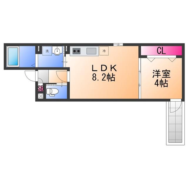 ALEGRIA北助松サウス(1LDK/3階)の間取り写真