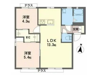 二色の浜グリーンヴィレッジ A棟(2LDK/1階)の間取り写真