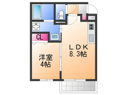 ALEGRIA泉佐野鶴原ノース(1LDK/2階)の間取り写真