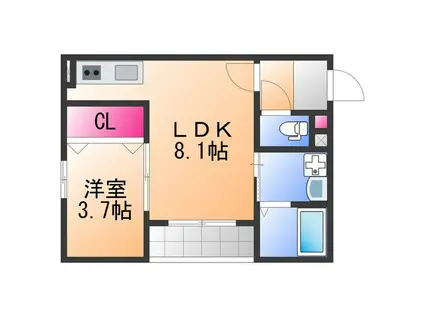 ALEGRIA泉佐野鶴原ノース(1LDK/3階)の間取り写真