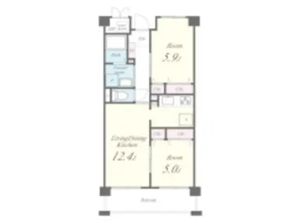 ベルフォート和泉(2LDK/4階)の間取り写真