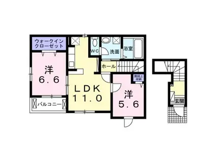 プレージア虫取(2LDK/2階)の間取り写真