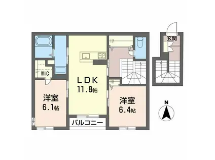 シエルI.K(2LDK/2階)の間取り写真