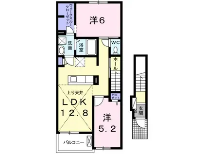 シャン・ノール ⅩⅦ(2LDK/2階)の間取り写真